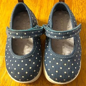 Carters Blue Polka Dot Flats, size 5M, barely worn excellent condition